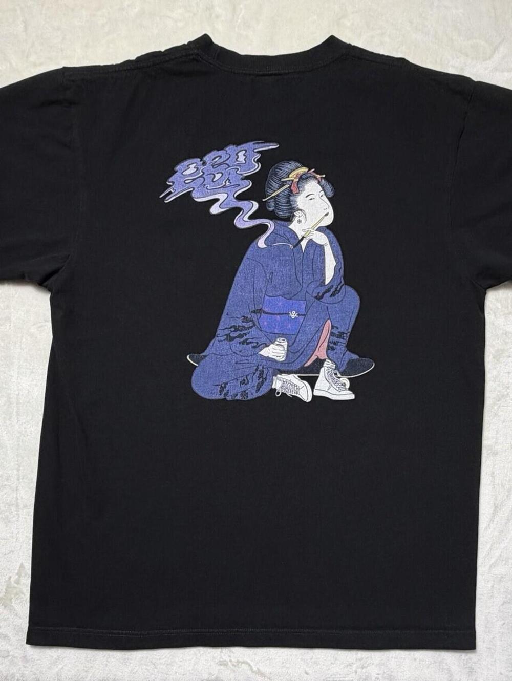 E.S.P. Black Graphic T-Shirt Japanese Art Style Skateboarding Tee Men's Size XL
